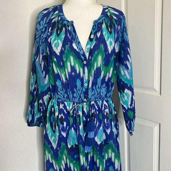 NWT Tommy Bahama Cala Azure Printed Cover Up Maxi Dress Womens sz L Beaming Blue - Picture 4 of 15